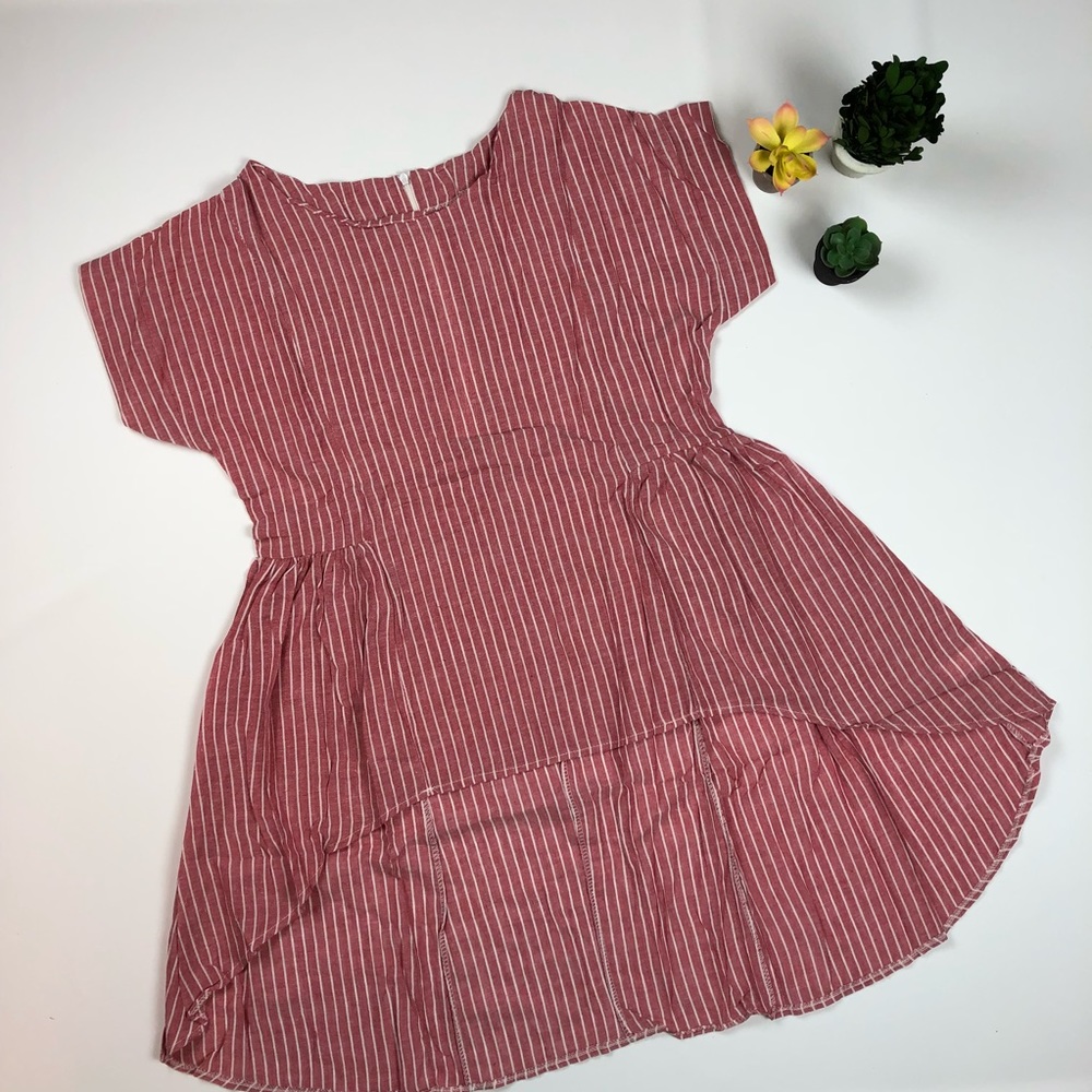 *LAST1* RED STRIPE DIP HEM TUNIC - Picture 3 of 7